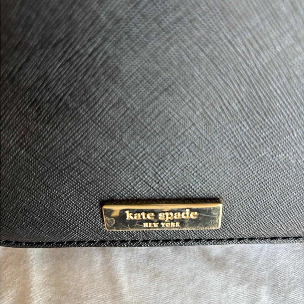 Structured Black Crossbody Bag with Gold Accent - Picture 3 of 4